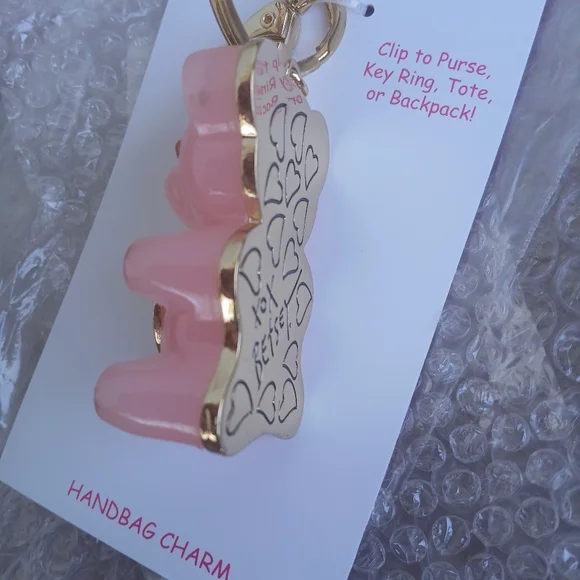 NWT Betsey Johnson Pink Gummy Bear Handbag Charm - Picture 6 of 8